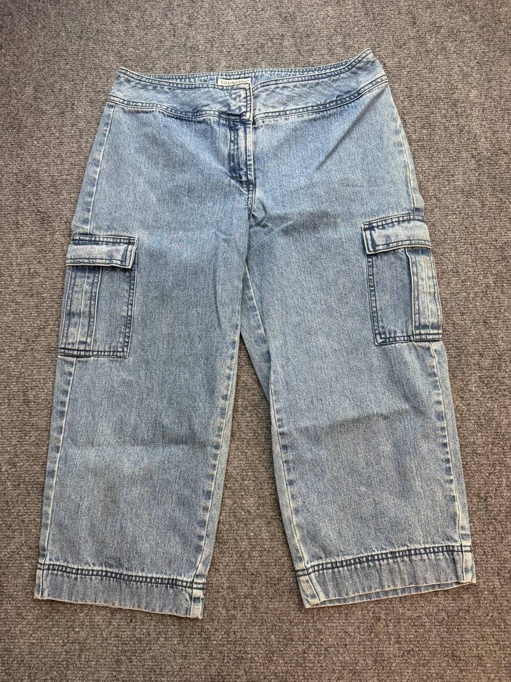 Y2K Covington Cargo Capri Jeans Womens Size 6P Petite Light Wash Denim